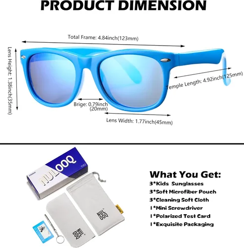 Miniatura 17 de Lentes de sol polarizados para niños y niñas, marco flexible irrompible TPEE con protección UV400 de 3 a 8 años