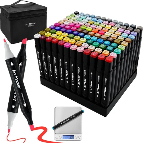 Marcadores de alcohol de 120 colores, juego de marcadores a base de alcohol de doble punta, colores ricos para estudiantes, adultos y profesionales,