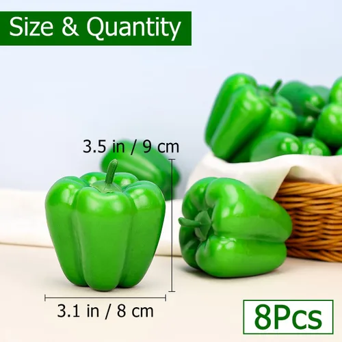 Miniatura 2 de Gresorth 8pcs Artificial Big Bell Pimienta Verde Decoración Vegetal Falso Casa Gabinete de Cocina