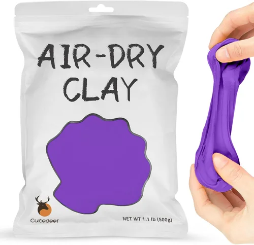Cutedeer Arcilla Seca al Aire Morada, Arcilla de Modelado de Espuma de 1.1 lb, Suave y Blanda para Moldear para Niños y Adultos, Suministros de