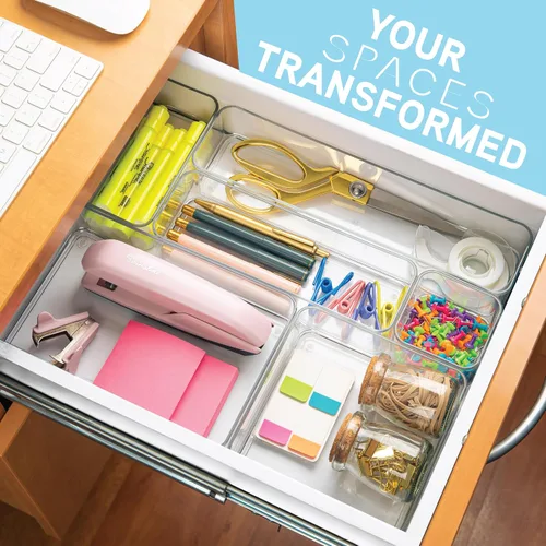 Miniatura 4 de primebox Organizadores de cajones de acrílico transparente de plástico. Baño, cocina, dormitorio, utensilios, cubos organizadores de oficina
