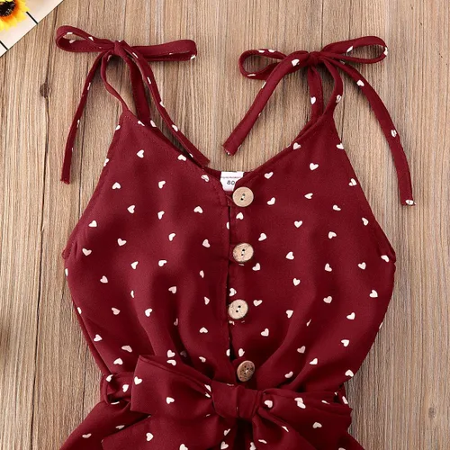 Miniatura 4 de Enterizo con tirantes y estampado de corazón para bebé y niña pequeña, ropa de vacaciones, traje de verano para niños