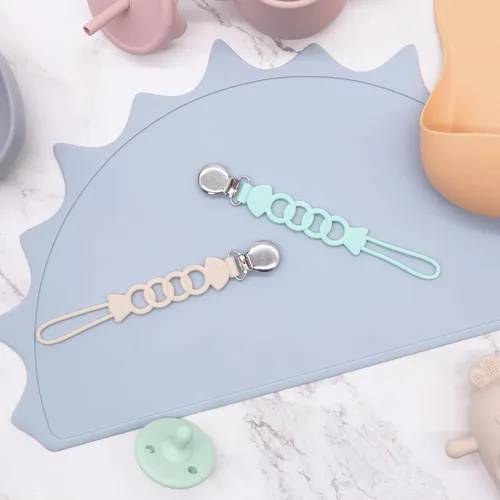 Miniatura 5 de Pinza para chupete de silicona para bebés, niños y niñas, para recién nacidos, cumpleaños, baby shower, juego de 2 con clip de metal (peces)