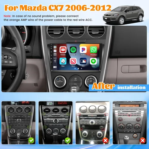Miniatura 2 de 5G WiFi 9 pulgadas pantalla táctil para Mazda CX7 2006-2012 Android 13 Radio con CarPlay Android Auto, compatible con navegación GPS, Bluetooth, FM