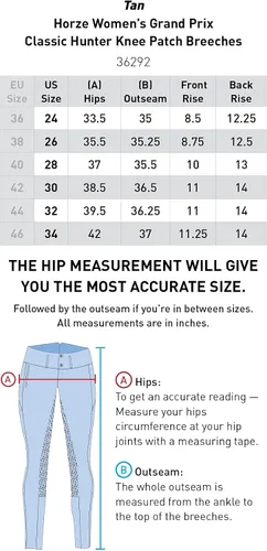 Miniatura 2 de HORZE Grand Prix - Pantalones clásicos Hunter con parche hasta la rodilla para mujer