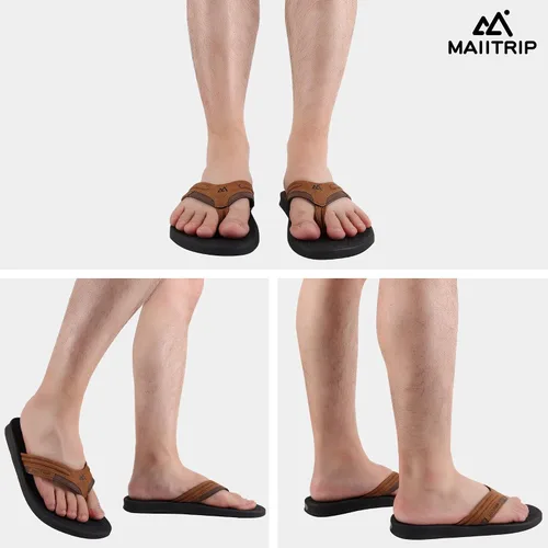 Miniatura 7 de MAIITRIP Sandalias de cuero para hombre, sandalias de playa de verano