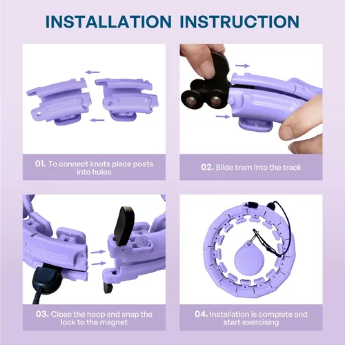 Miniatura 8 de Leann L!fe U1-30 Knots Waist 61”, Magnetic Lock Smart Weighted Hula Hoop for Adults Weight Loss, Infinity Hoop Plus Size, Children Adult Home