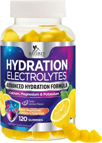Gomitas de electrolitos de hidratación, gomitas de reposición líquida diaria, multiplicador de electrolitos con minerales, potasio y sal real,