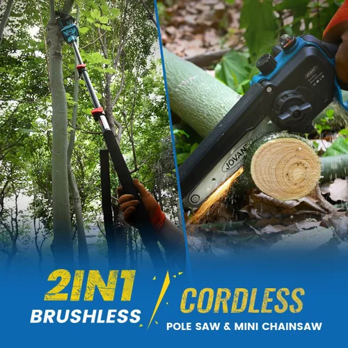 Miniatura 2 de Sierra de poste 2 en 1, motosierra de mano inalámbrica de 6 pulgadas, motosierra eléctrica a batería para poda de árboles, ramas, poda de madera, 15