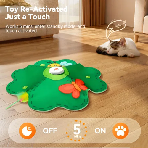 Miniatura 6 de FEELNEEDY Juguetes recargables para gatos, juego interactivo de escondite 2 en 1, juguete de gato con punto LED rojo móvil, plumas ocultas, juguetes