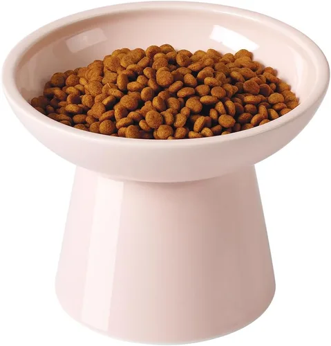 Miniatura 14 de LoeJan Juego de cuencos elevados de comida y agua para gatos, comedero de cerámica extra ancho y elevado, cuenco de alimentación a presión Verde