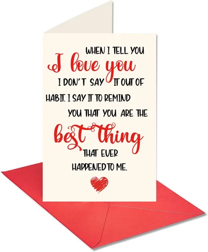 Miniatura 7 de Tarjeta de San Valentín con texto en inglés "When I Tell You I Love You", regalo de aniversario, boda, cumpleaños para esposa, marido, novia, novio