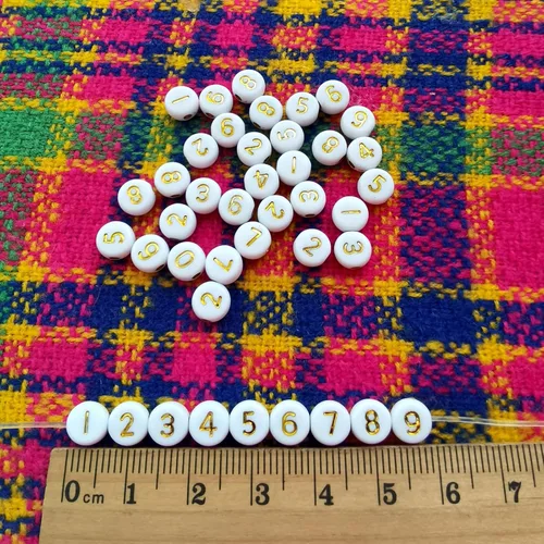 Miniatura 3 de Amaney 500pcs cuentas de números dorados 0.276x0.157 in cuentas de números mixtos acrílico forma redonda cuentas sueltas