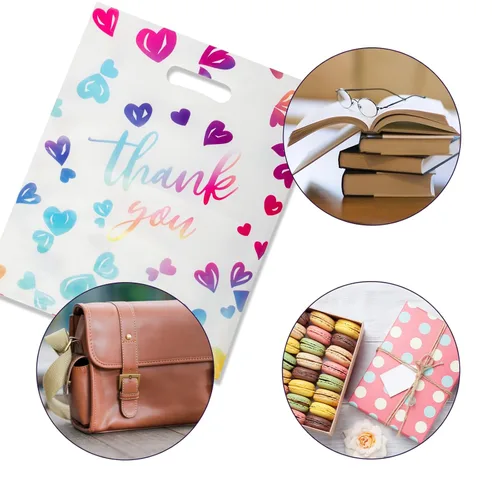Miniatura 8 de WAKAKO 100 bolsas de agradecimiento pequeñas para negocios, 2.36 mil, mercancía, compras, venta al por menor, para fiesta, ropa, regalo