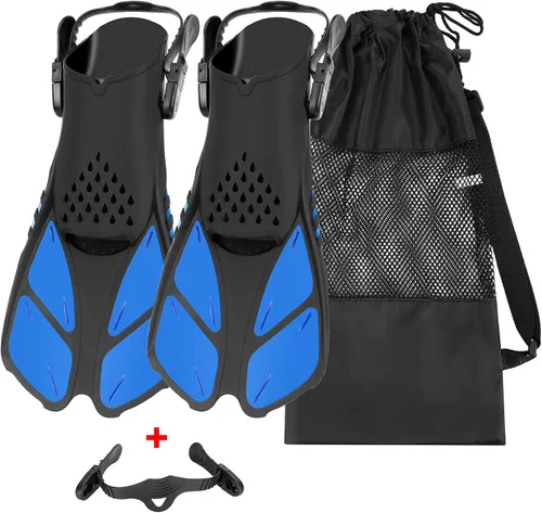 Miniatura 8 de QKURT Aletas de esnórquel, aletas de natación con hebillas ajustables, tacón abierto, aletas de buceo para hombres, mujeres, jóvenes