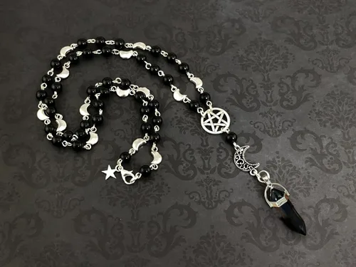 Miniatura 5 de Joyería de moda - Rosario turco hip hop colgantes, rosario satánico, cruz invertida y pentagrama gótico rosario gótico, collar oculto (A2)