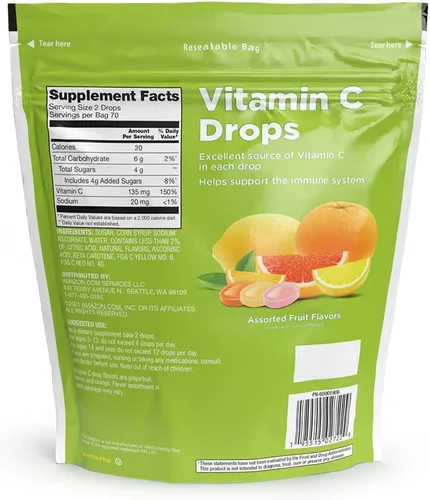 Miniatura 2 de Amazon Basic Care Gotas de suplemento de vitamina C, limón, naranja y pomelo, 140 unidades (anteriormente SoundHealth)