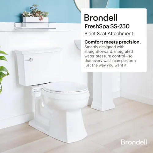 Miniatura 2 de Brondell FSP-250 FreshSpa Thinline Accesorio esencial de bidé de precisión para asientos de inodoro con presión de agua ajustable, control de brazo