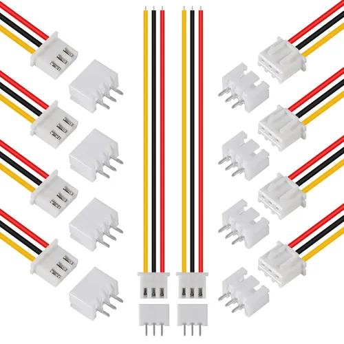 ACEIRMC XH - Juego de conectores JST-XH, 10 pares, conector macho y hembra de 3 pines, adaptador de enchufe con cable plano de 7.874 in, 26 AWG