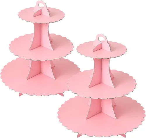 Miniatura 11 de Soleebee Soporte para Cupcakes de 3 Niveles, Torre de Cupcakes de Cartón, Torre de Soporte para Pasteles de Postre para Decoración de Cumpleaños