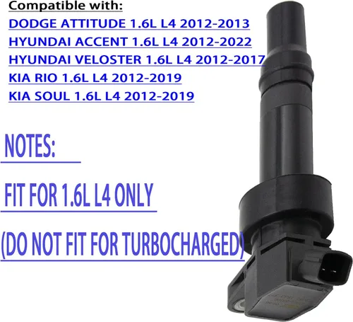 Miniatura 2 de Paquete de bobina KSU compatible con Hyundai Kia Rio Soul Accent Veloster Attitude 1.6L l4 solamente (no es compatible con turbo) 273012B100 UF652