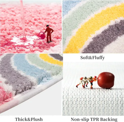 Miniatura 2 de Hi Space Alfombra de baño de 31.5 x 19.7 pulgadas, antideslizante, lavable a máquina, suave, absorbente, bonita, alfombra de baño de felpa
