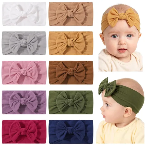 Miniatura 14 de jollybows - 20 diademas elásticas con lazo para el pelo, de nailon, diademas de turbante para niñas, accesorios para el pelo para niños, bebés