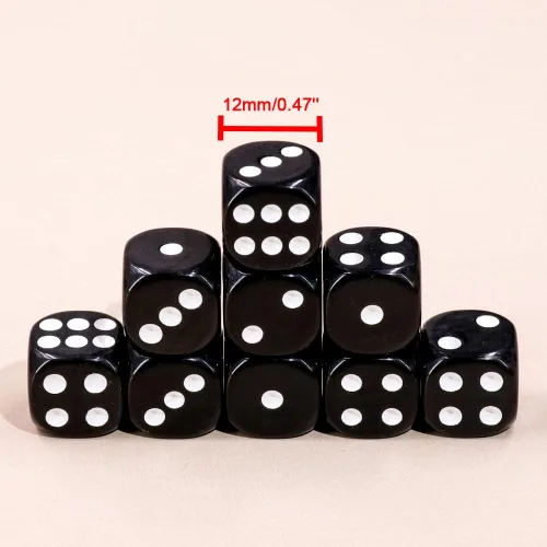 Miniatura 5 de 36 de paquete de dados de 12 mm de 6 caras MINI, juego de dados negros sólidos, dados de 6 caras de colores estándar para Tenzi, Bunco o enseñanza