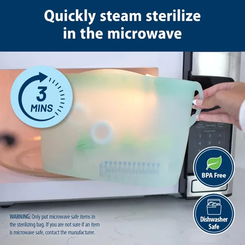 Miniatura 3 de Bolsa de esterilización de microondas a vapor Dr. Brown's para biberones, piezas de bomba de pecho y otros accesorios para niños, 100% silicona