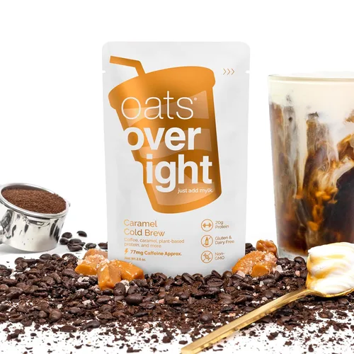 Miniatura 7 de Oats Overnight - Caramel Cold Brew - Vegano, 0.71 oz de proteína, batido de desayuno alto en fibra, 65 mg de cafeína, sin gluten, avena sin OMG