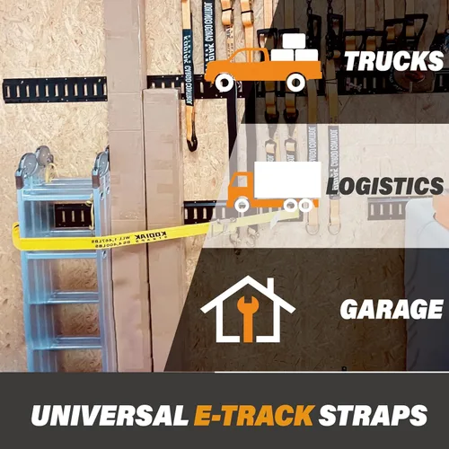 Miniatura 7 de Paquete de 2 correas de trinquete E-Track de 2 pulgadas x 12 pies x 4,400 de fuerza para amarre de carga en remolque cerrado y camioneta por KODIAK