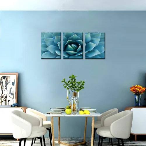 Miniatura 5 de Biuteawal - Lienzo moderno para pared, pintura de agave azul, pintura de plantas, decoración de pared, turquesa y verde azulado, impresión artística