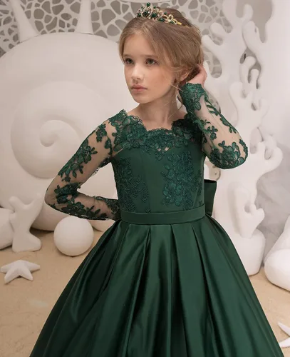 Miniatura 3 de Junguan Vestidos de fiesta de manga larga para niñas TF006