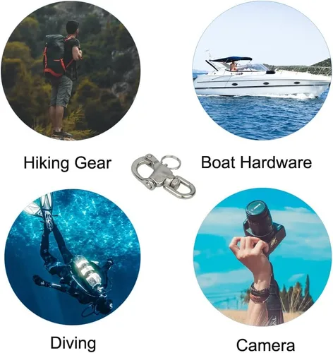 Miniatura 6 de Grilletes giratorios de acero inoxidable 316 con pasador de liberación rápida para barco, correa de perro, pulsera, cámara de 3