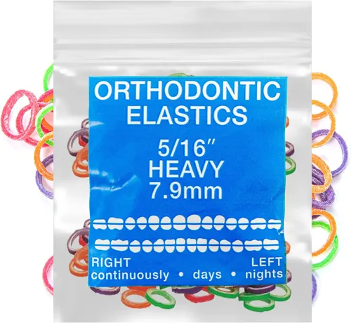 Miniatura 14 de Gomas elásticas de látex neón 100 unidades Bandas elásticas ortodónticas Bandas de goma dentales para uso intraoral Fabricadas en EE. UU. Ligeras