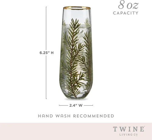 Miniatura 3 de Twine Copas de champán sin tallo con borde dorado, copas de vino espumoso para Prosecco, cócteles espumosos, cócteles sin alcohol, mimosas