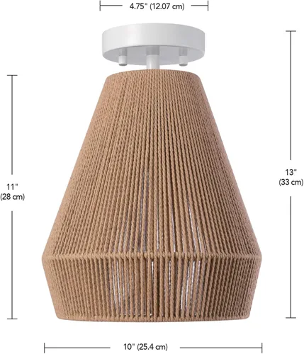 Miniatura 5 de Globe Electric 65894 Lámpara de techo empotrada de 1 luz, blanco mate, pantalla de cordel