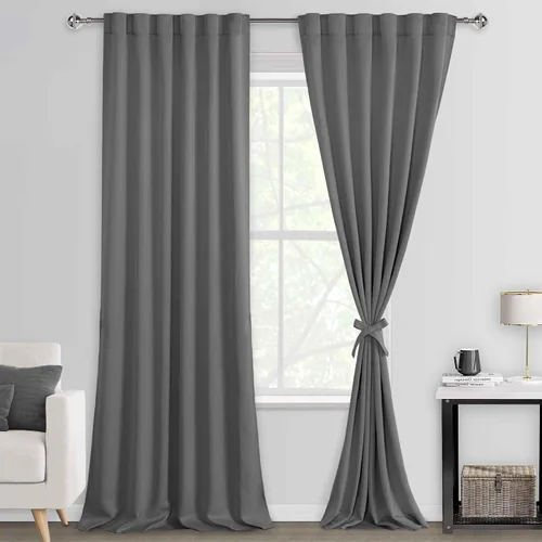 Miniatura 23 de DWCN Cortinas opacas con pestaña trasera para ventana - Cortinas opacas con bolsillo para barra para oscurecer la habitación para dormitorio/sala