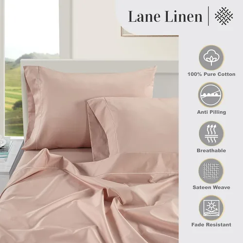 Miniatura 26 de Lane Linen Juego de 2 fundas de almohada 100 % de algodón, tamaño estándar, se adapta a almohadas estándar y Queen, fundas de almohada lujosas