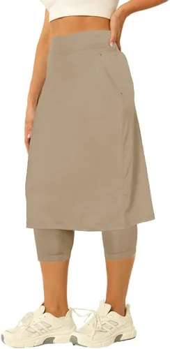 Miniatura 4 de Aurgelmir Falda de tenis para mujer con leggings capri, faldas de golf de longitud hasta la rodilla, faldas atléticas largas para mujer con bolsillos