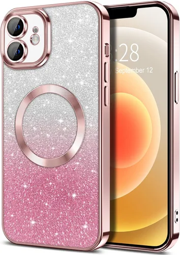 Miniatura 160 de Hython Funda para iPhone 13 Pro transparente con purpurina magnética [compatible con MagSafe] Protector completo de lente de cámara delgado