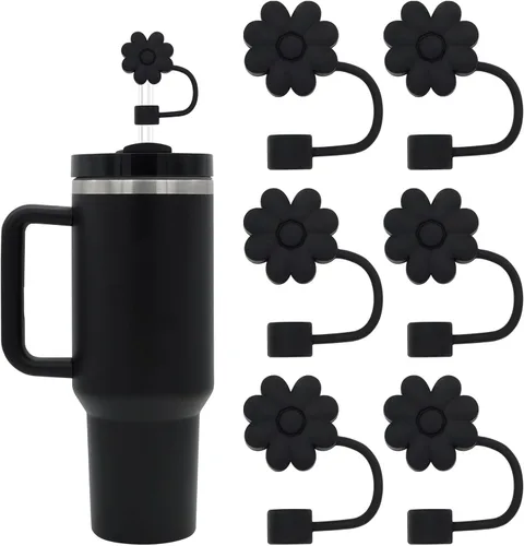 4 piezas de 1 cm de diámetro lindas cubiertas de pajita de silicona para taza Stanley, tapas de pajita reutilizables a prueba de polvo (6 cubiertas