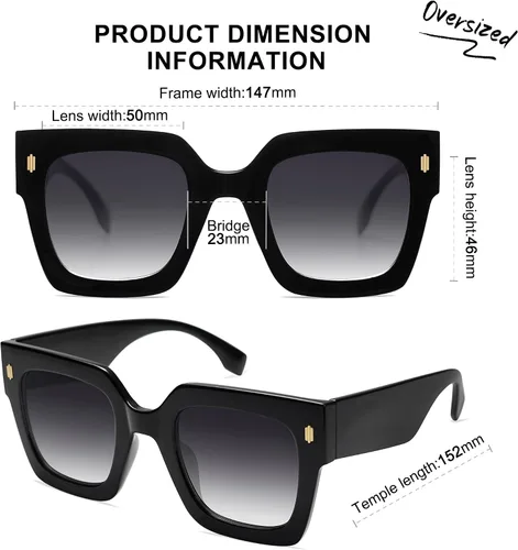 Miniatura 22 de SOJOS Gafas de sol cuadradas vintage de gran tamaño para mujer, estilo retro, de lujo, grandes, UV400 SJ2194