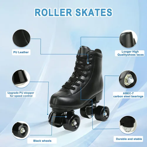 Miniatura 2 de Jessie - Patines de piel sintética ajustables de cuatro ruedas de alta calidad para mujeres, hombres, niños y niñas - Interior y exterior Rueda