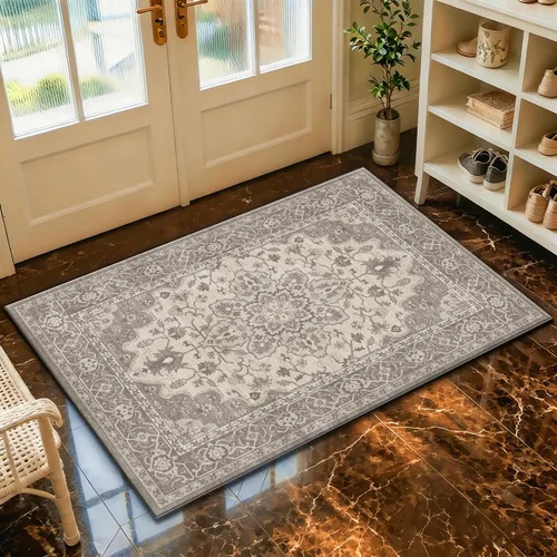Miniatura 45 de Ukeler - Alfombra rústica con diseño floral para sala, dormitorio, comedor, Country rústico, Azul (luxury blue)