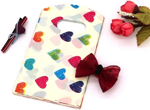 Miniatura 6 de Joyhey 100 bolsas pequeñas de plástico para mercancías de 3.5 x 5.9 pulgadas, bolsas de compras, bolsas de venta al por menor, bolsas de regalo