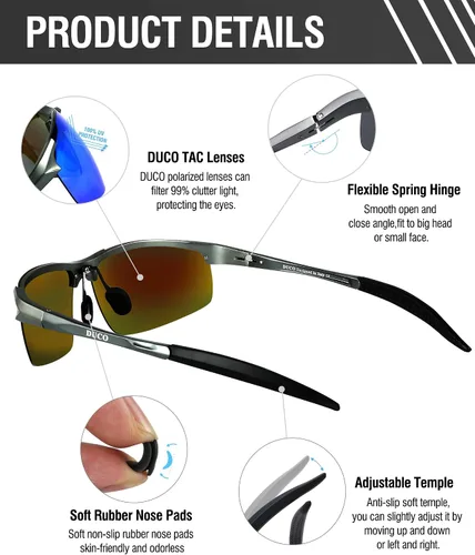 Miniatura 4 de Duco - Gafas de sol deportivas polarizadas para hombre con protección UV 8177s