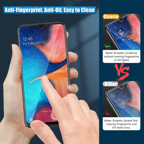 Miniatura 3 de Protector de pantalla de vidrio templado para Samsung Galaxy A20 y protector de lente de cámara, antihuellas dactilares, a prueba de roturas