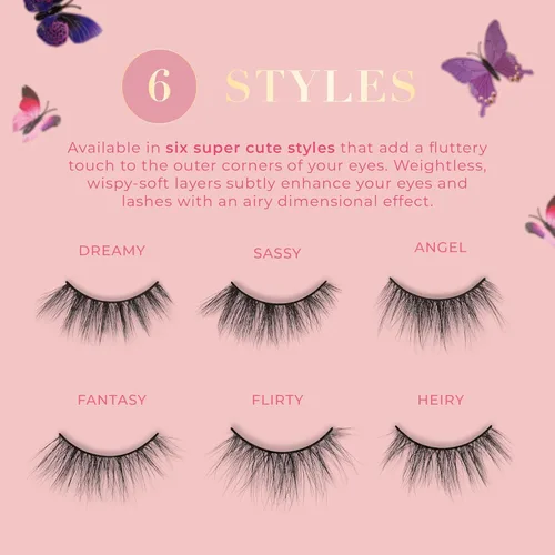Miniatura 5 de Lilly Lashes - Pestañas postizas de visón sintético Butterfl'eyes, pestañas postizas naturales de media longitud y aspecto natural, pestañas