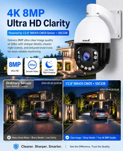 Miniatura 3 de JideTech Cámara de seguridad IP PoE PTZ IP PoE de 200X con zoom híbrido 4K 8MP para exteriores, seguimiento automático de inclinación de 360°